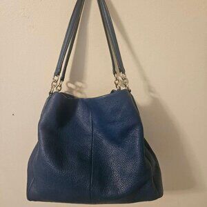 Coach blue handbag with 3 compartments!